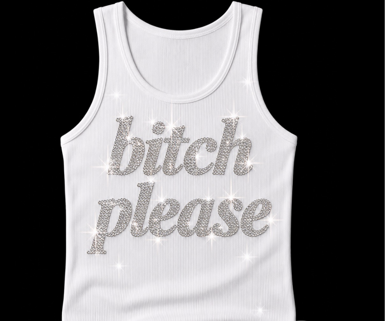 Britt Alexandra Official Merch — Bitch Please Rhinestone Tank Top